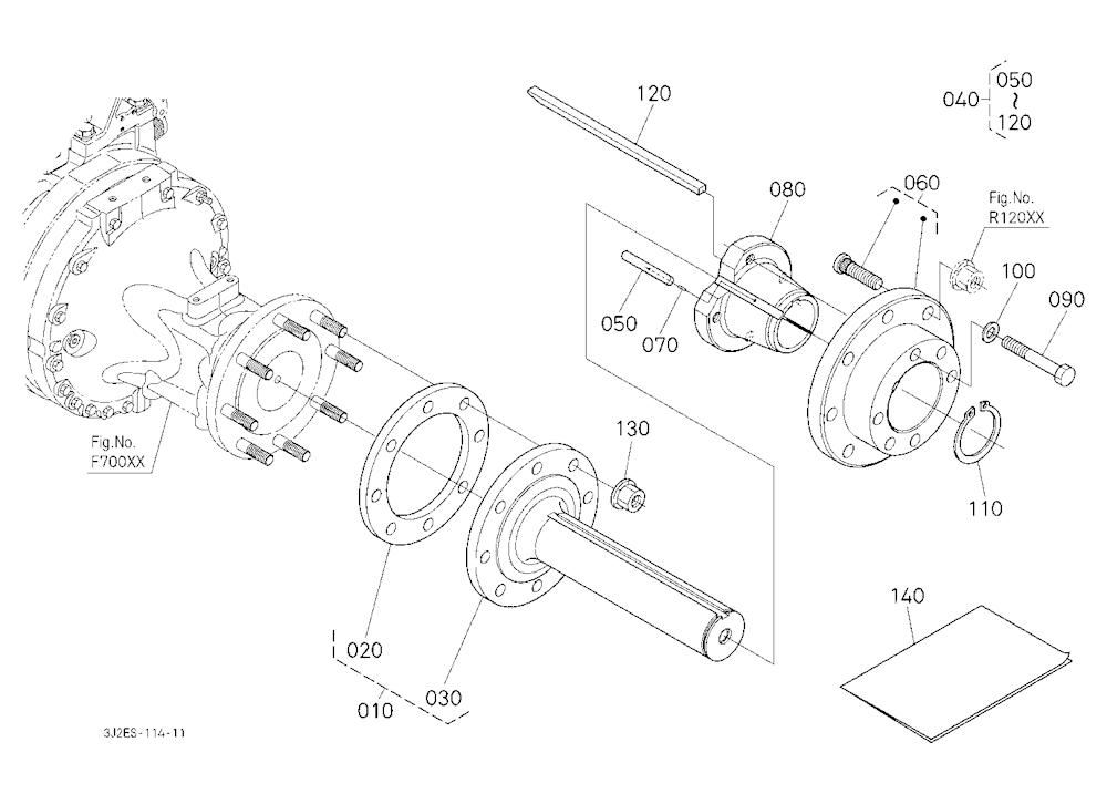 Bar Axle Kit (Plug-On) [Flange Type Axle] (W/G No.