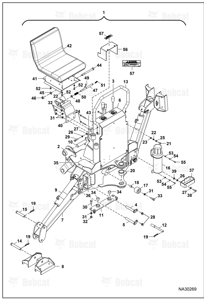 Tractor Backhoe BH67 (Main Frame Assembly)  B77F00101 & Above