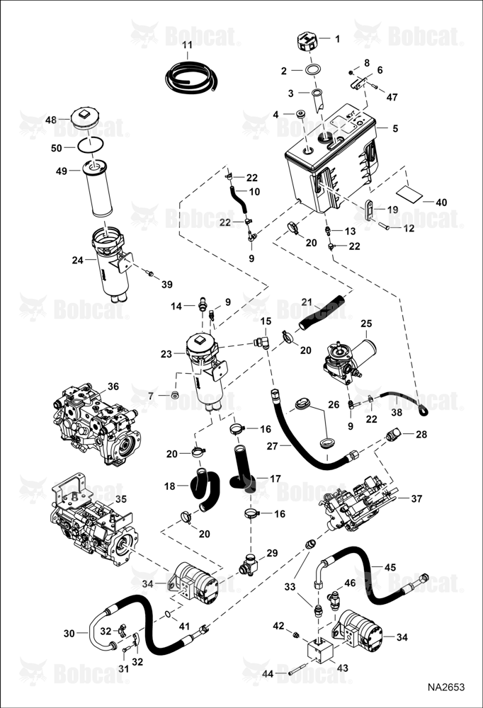 Hydrostatic Circuitry (Tank & Filter)  A3NT11548 - A3NT18123, A3NU11004 - A3NU12977