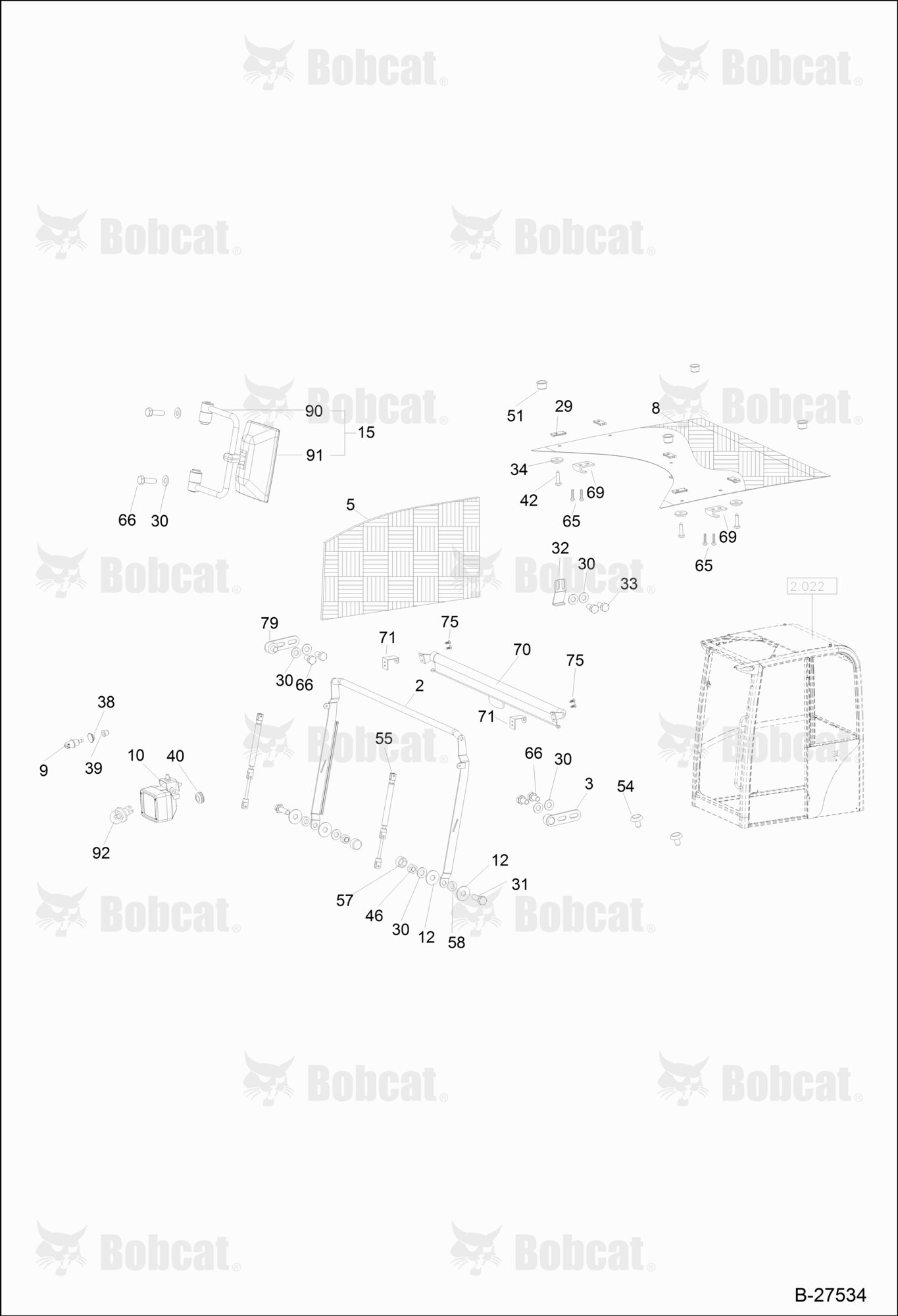 OPERATOR'S CAB (Equipment 2)  CAB S/N 202.031.069 & Below