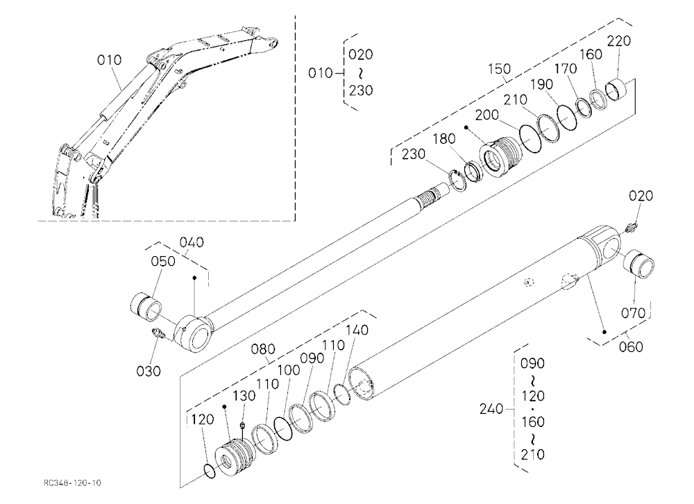 Arm Cylinder And Component Parts