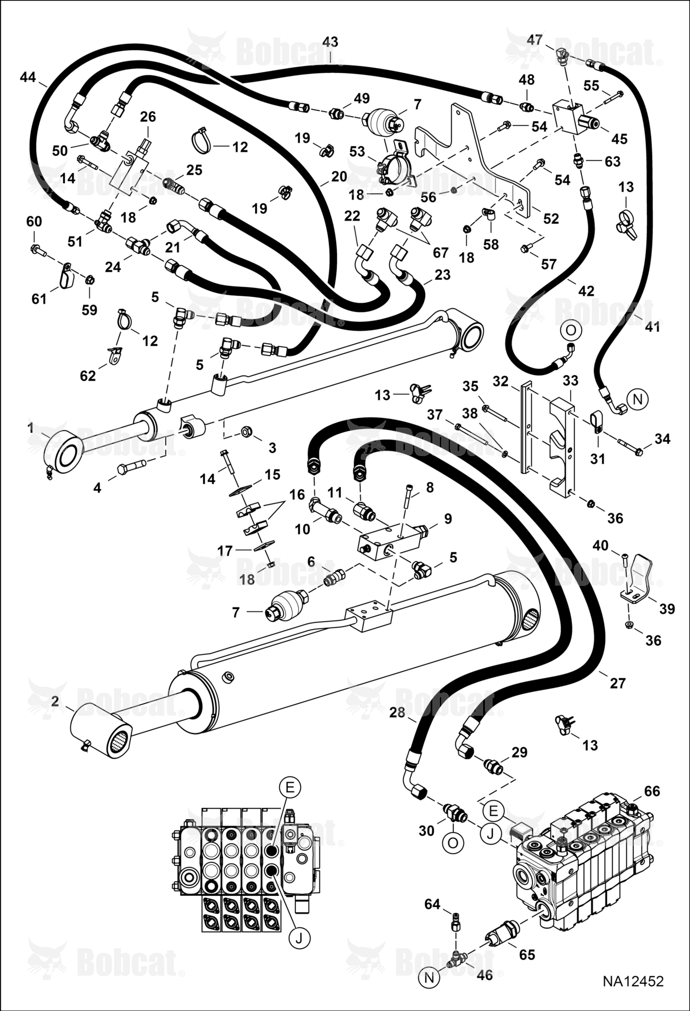 Hydraulic Circuitry (Lift & Self-Leveling)  B3ZU11001 - B3ZU17000, B3ZV11001 - B3ZV17000