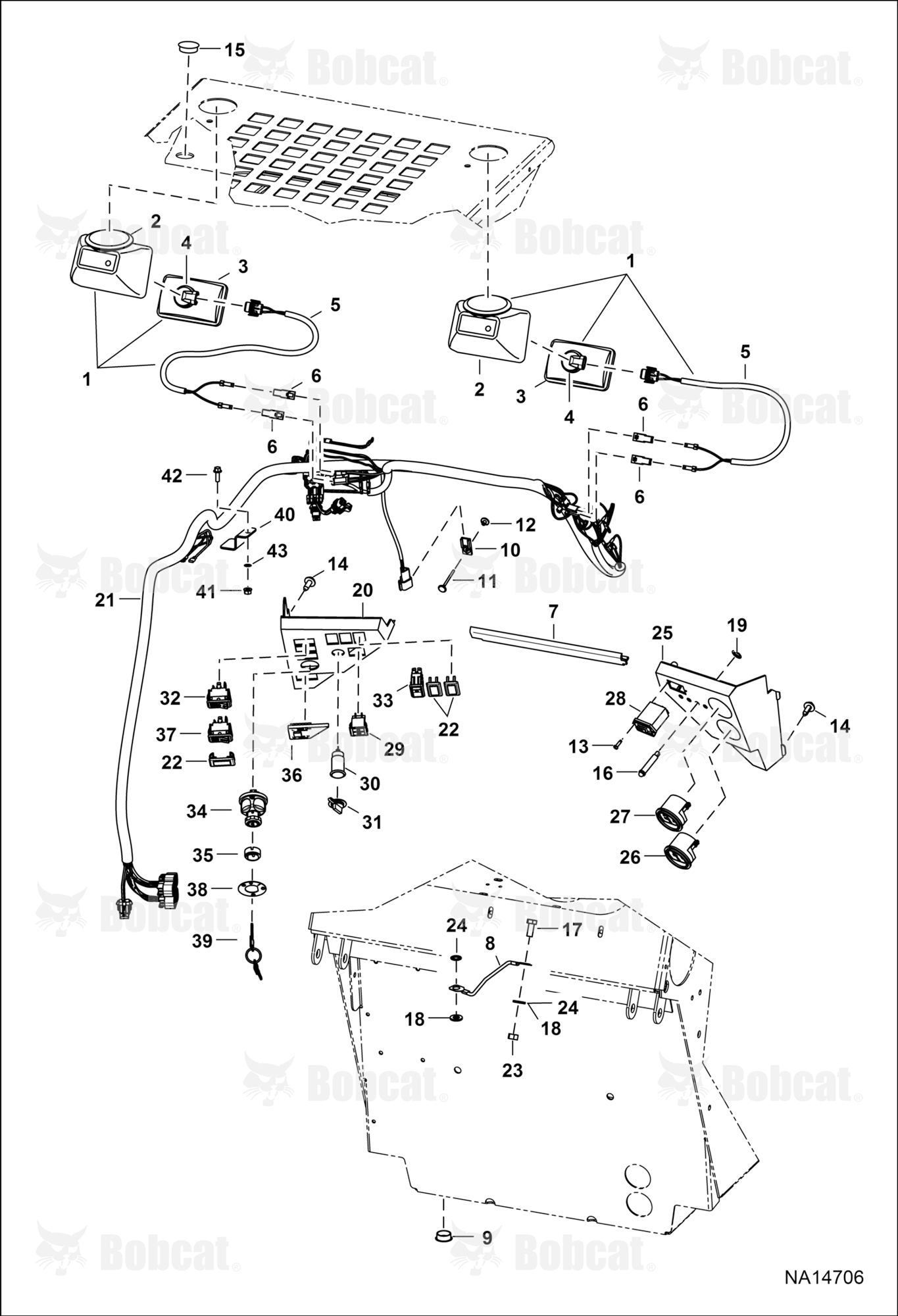 CAB Electrical Circuitry (Halogen Work Light)  B38W13306 & Above
