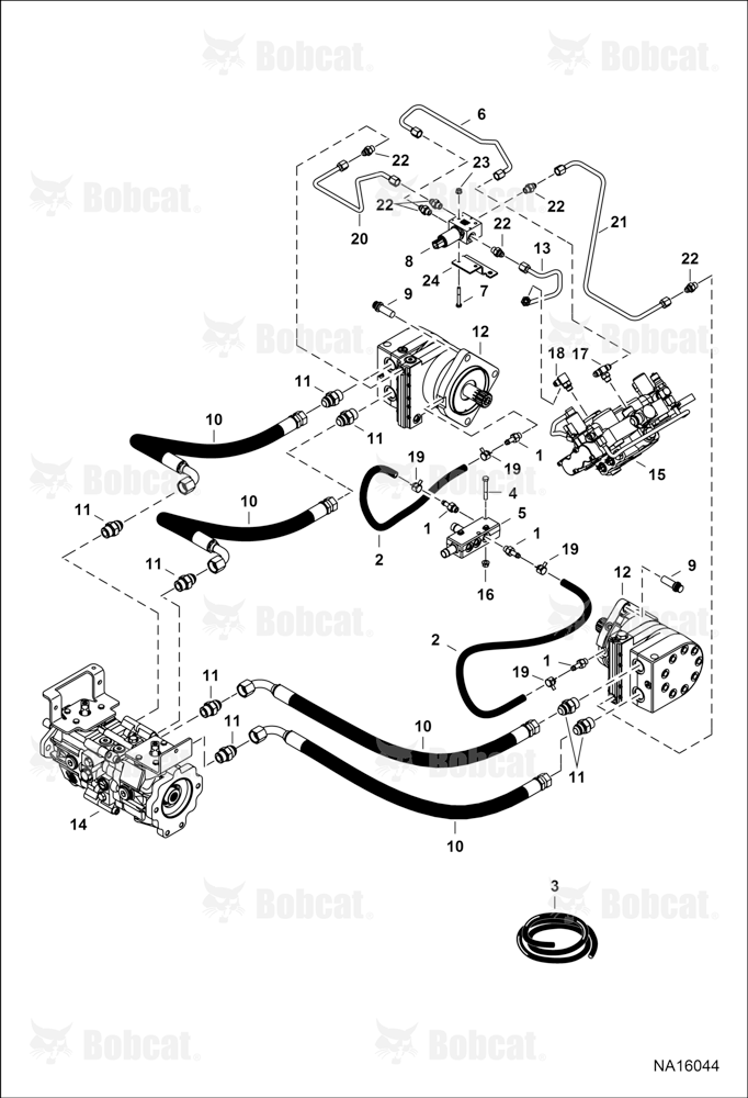 Hydrostatic Circuitry (2-Speed Motor) (Manual Controls)