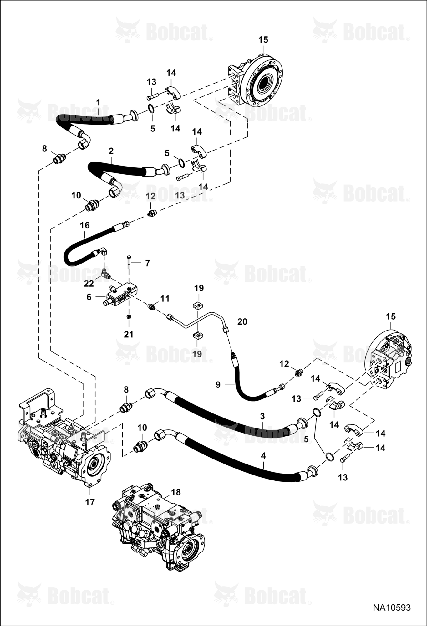 Hydrostatic Circuitry (Single Speed Motor) (Manual Controls, AHC & ACS)