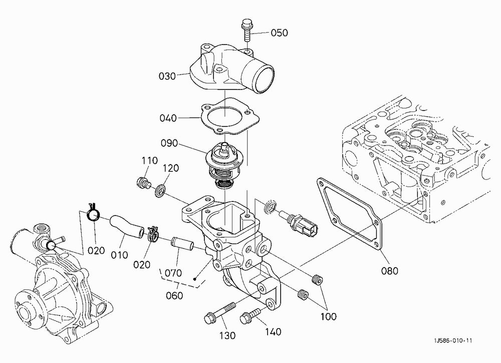 WATER FLANGE AND THERMOSTAT