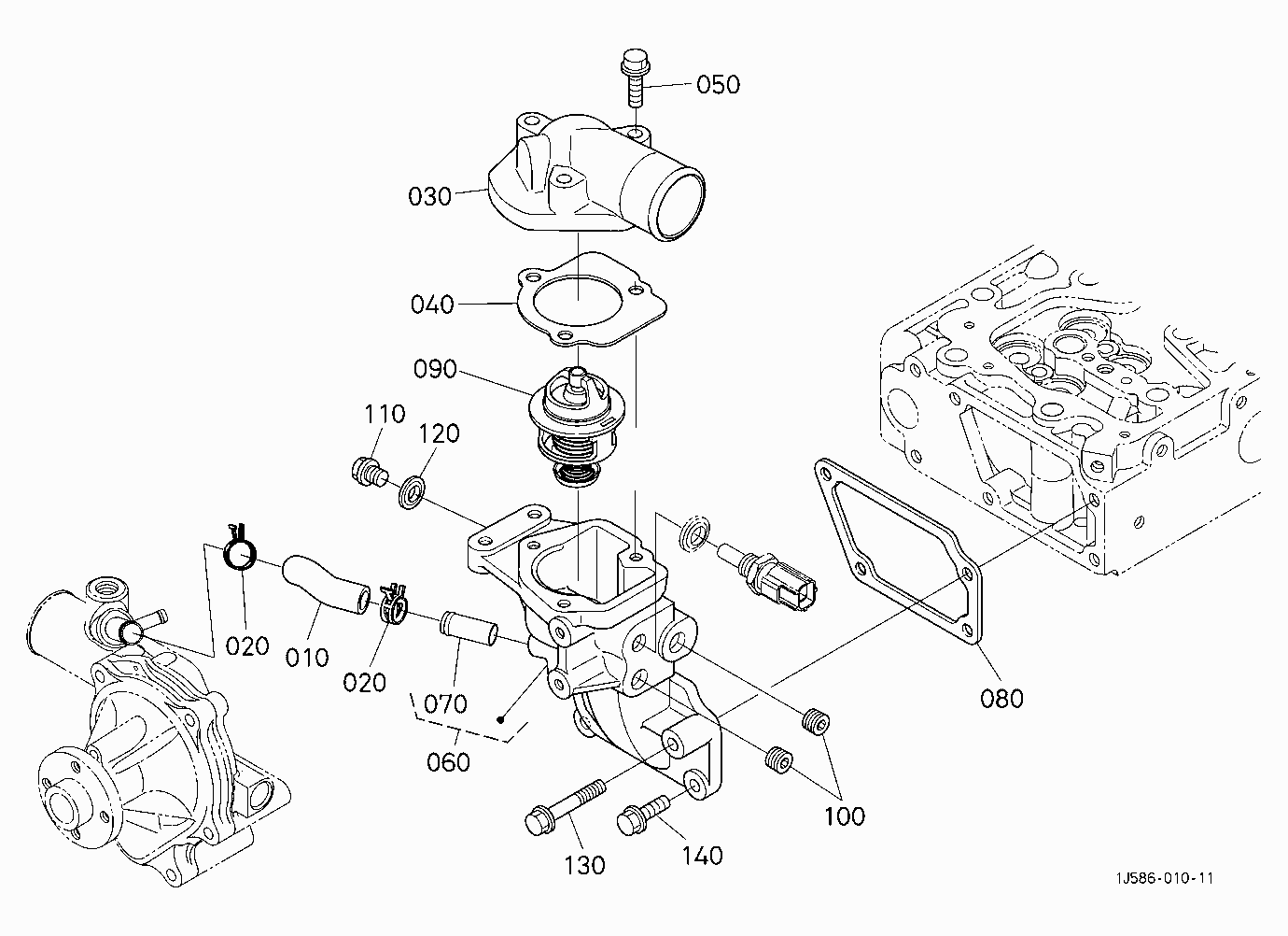 WATER FLANGE AND THERMOSTAT