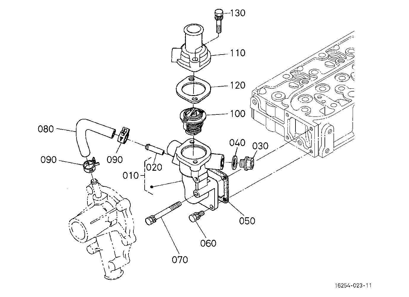 Water Flange And Thermostat