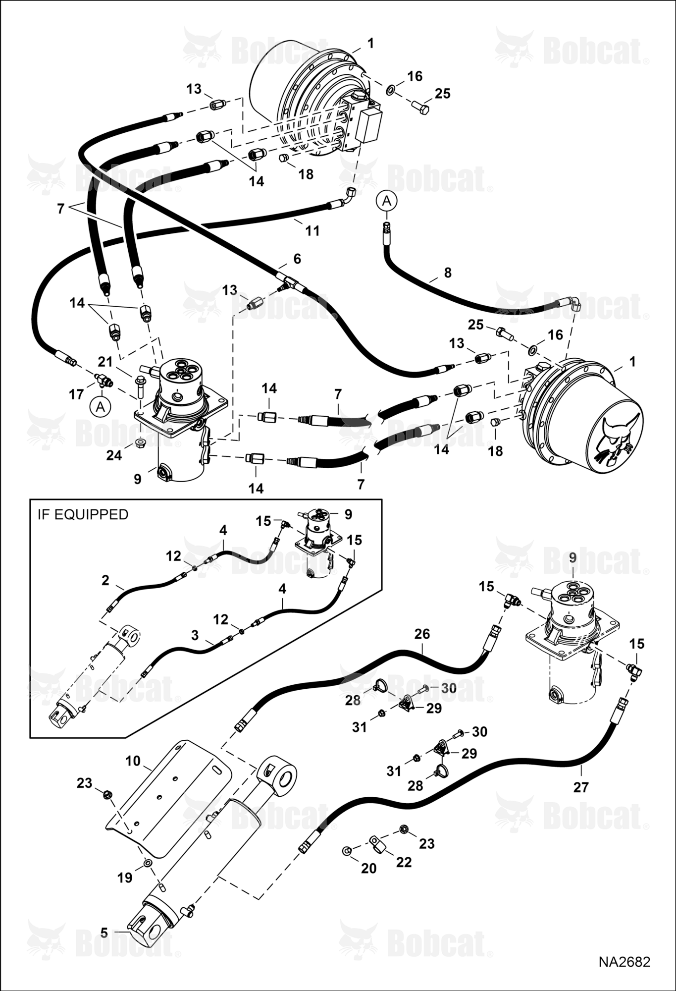 Hydraulic Circuitry (Lower)(W/O Angle Blade)(Branded Drive Motor)  B3NT11001 - B3NT12083