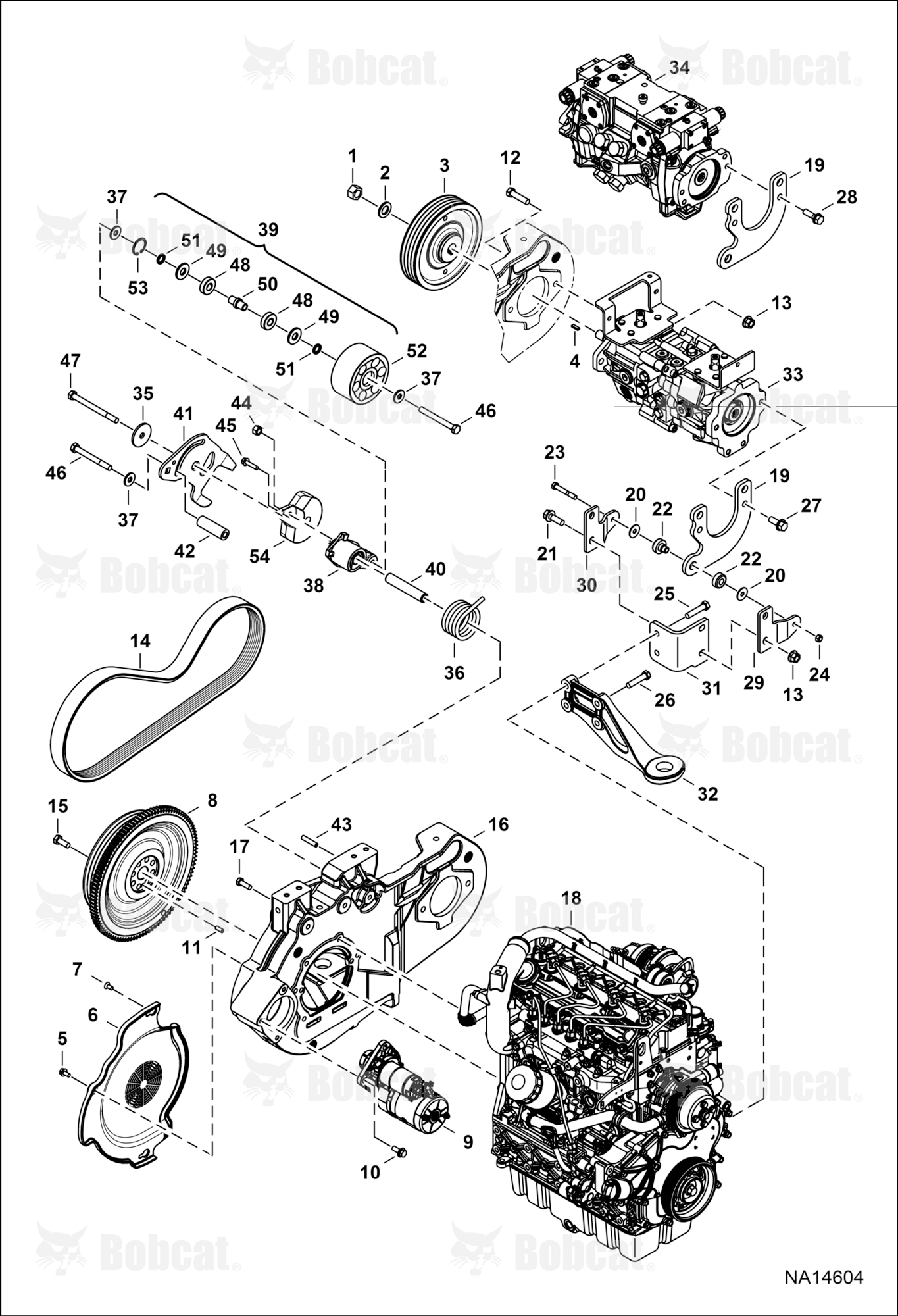 Engine & Attaching Parts (Belt Drive System)  B4ZD11001 - B4ZD11470