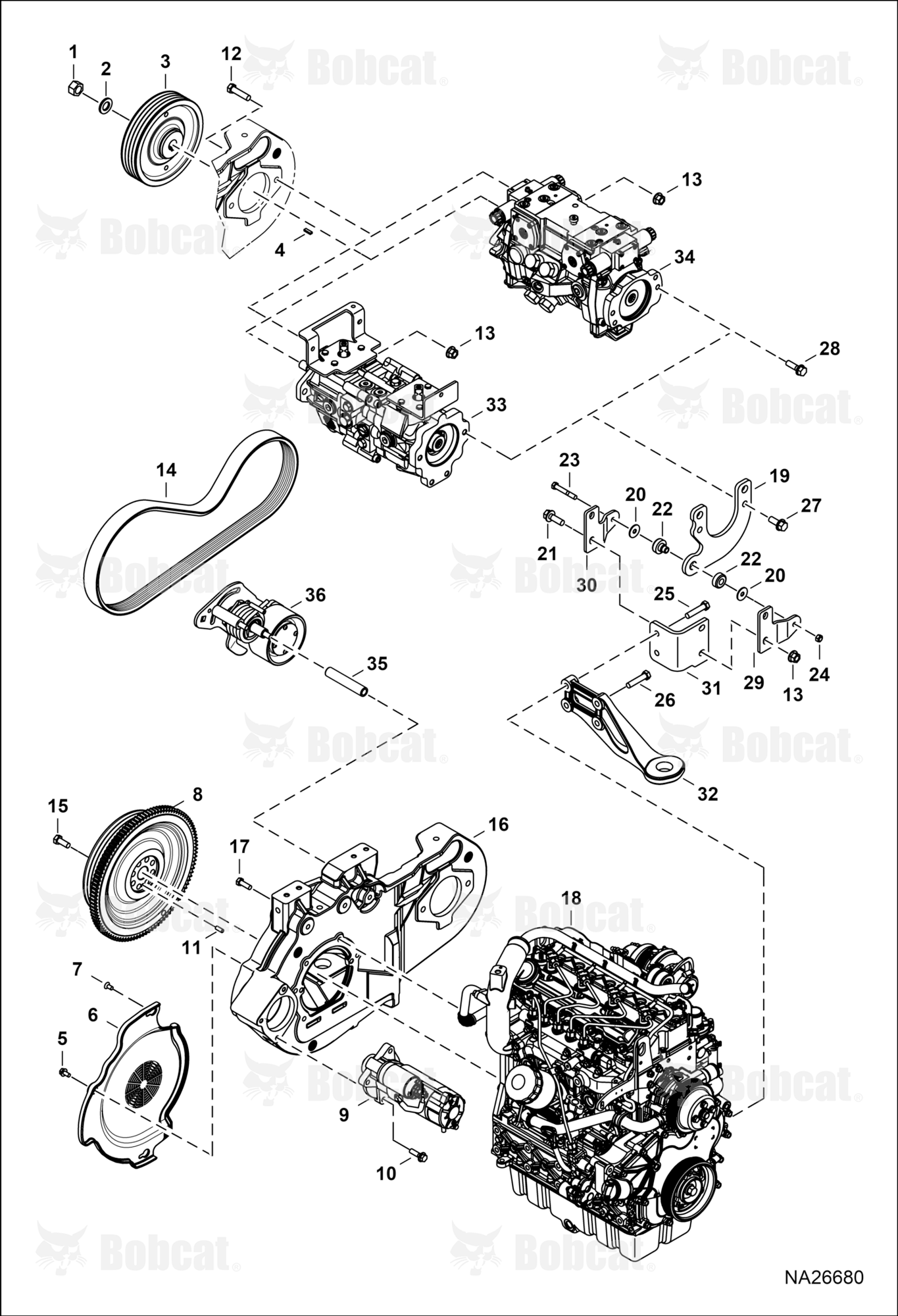 Engine & Attaching Parts (Belt Drive System) (Idler Revision)  B69511016 & Above