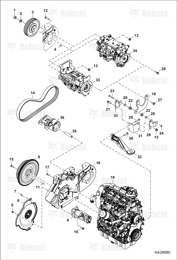 Engine & Attaching Parts (Belt Drive System) (Idler Revision)