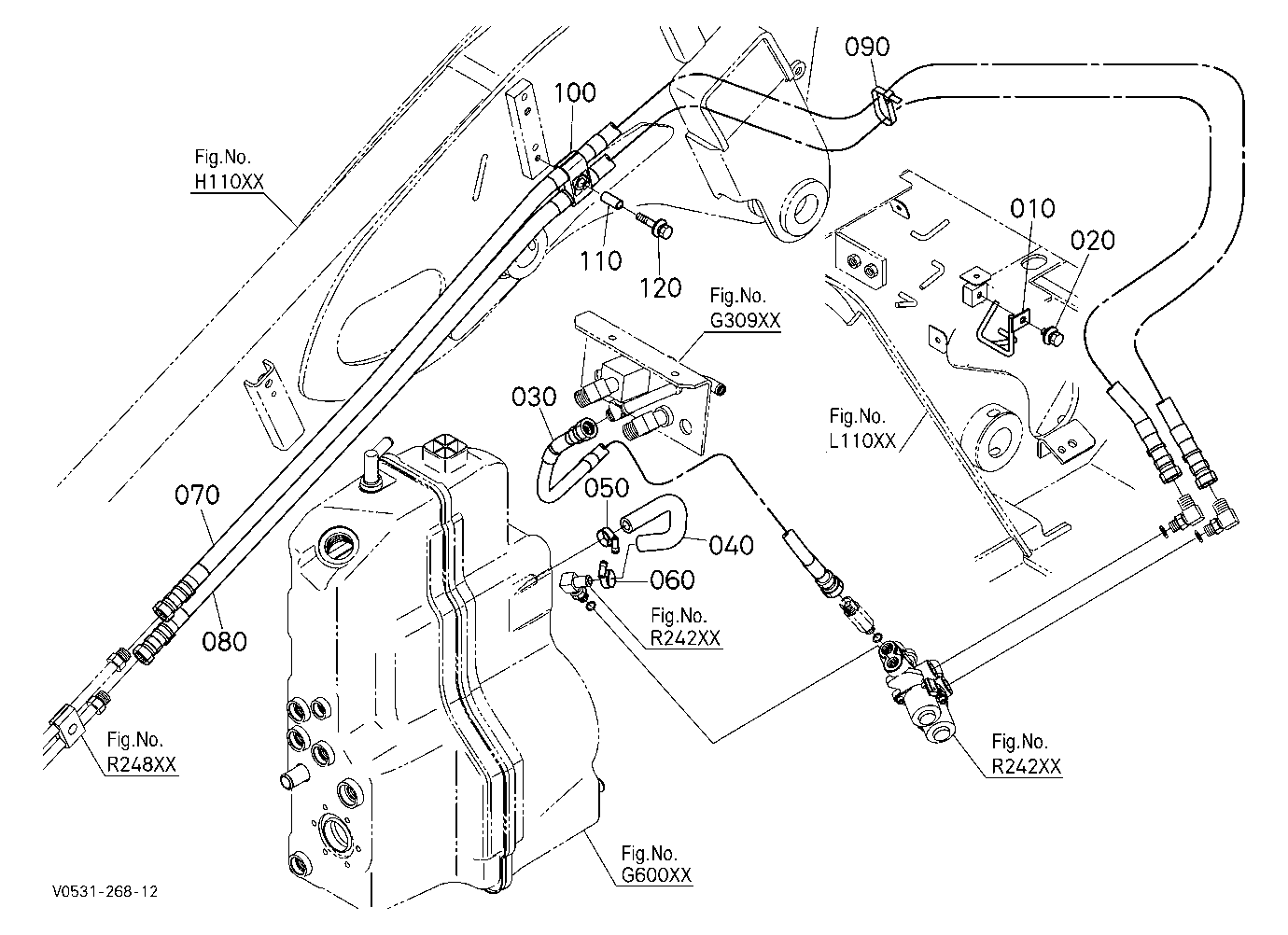 Hydraulic Quick Coupler Kit (Oil Piping) (Hitch 2)