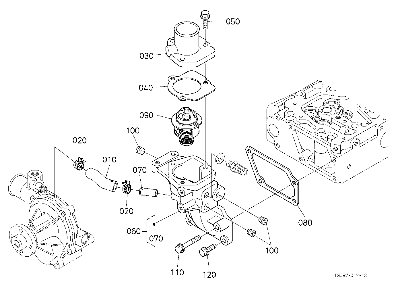 Water Flange And Thermostat [New]