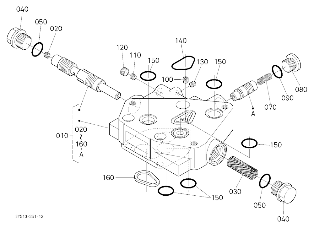 Auxiliary Control Valve Mounting Base [Component P