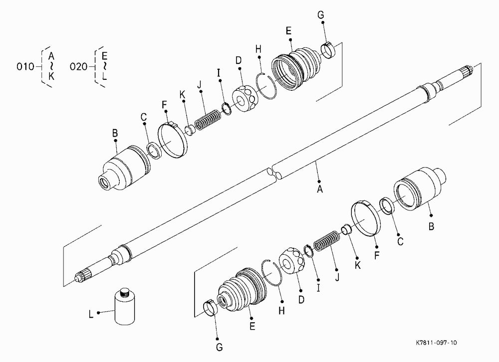 FRONT WHEEL PROPELLER SHAFT (FRONT) [COMPONENT PAR