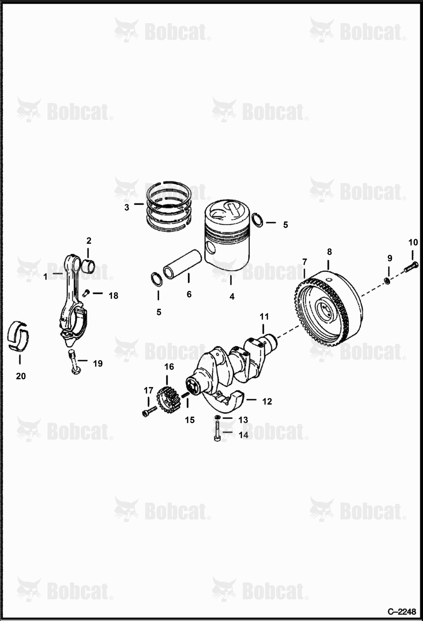 CRANKSHAFT, Piston & Flywheel (Deutz F2L411D)