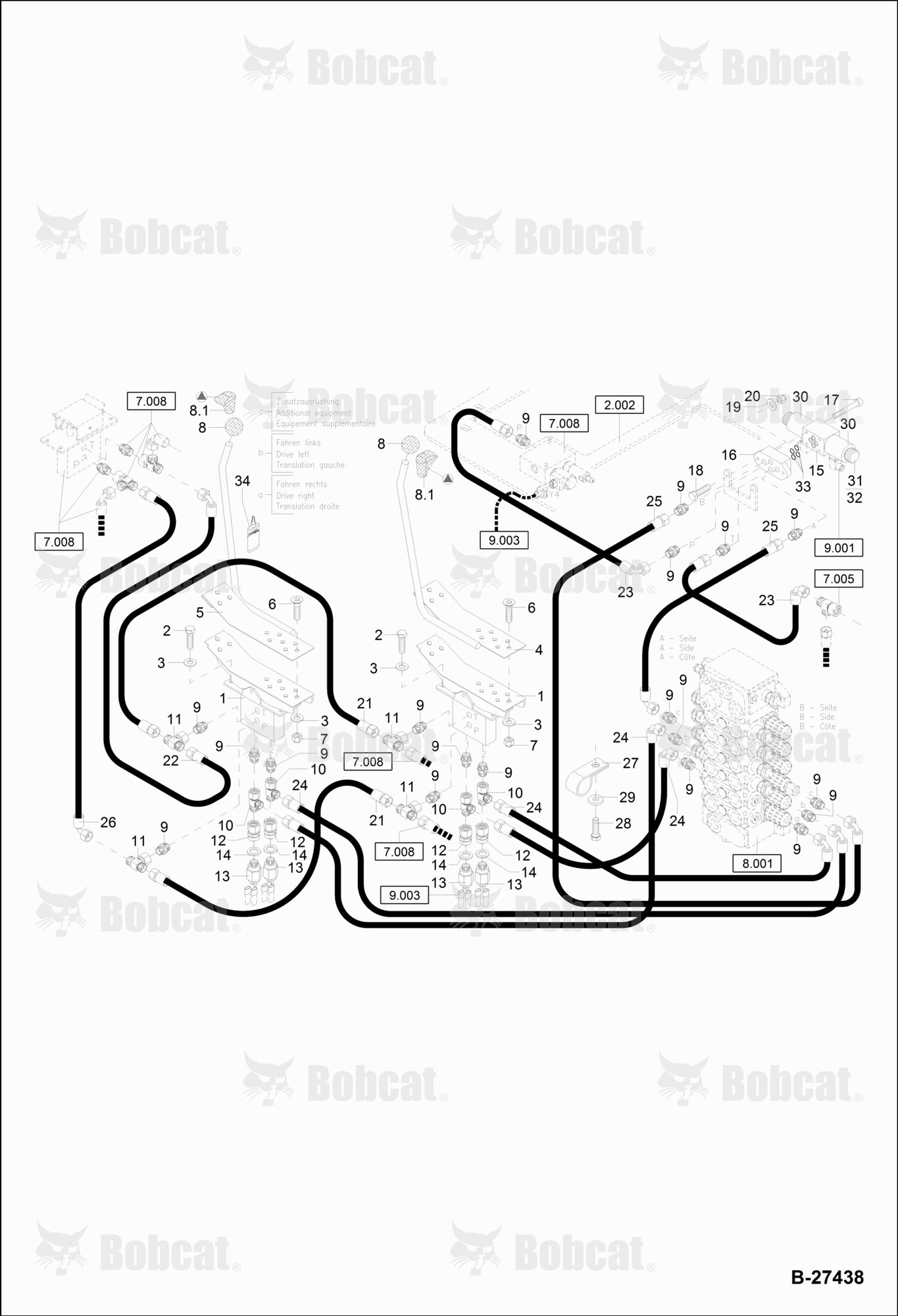 Hydraulic Installation - Pilot Control (Travel & Additional Outlet) 120000A96 - 120000A2841