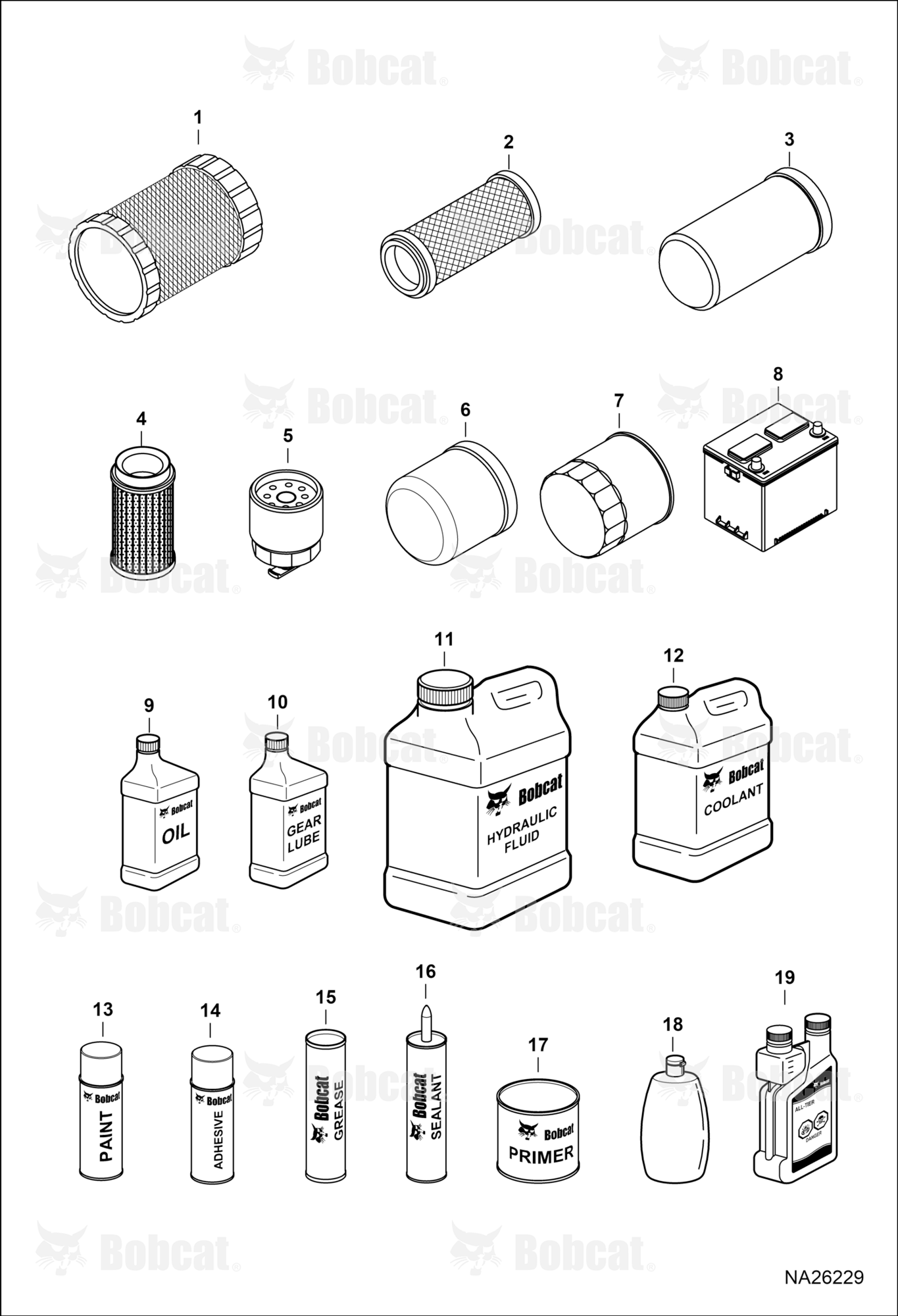 Maintenance Items (Service Parts)(NA Fluids)