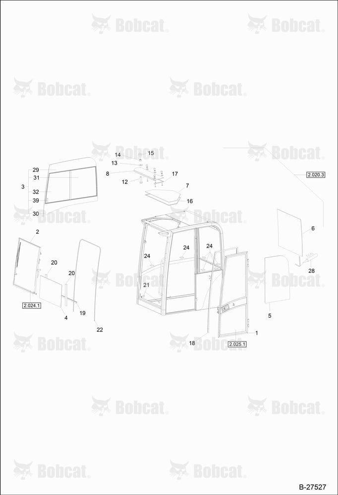 OPERATOR'S CAB Cemented Panes CAB S/N 202.041.721 - 202.042.465