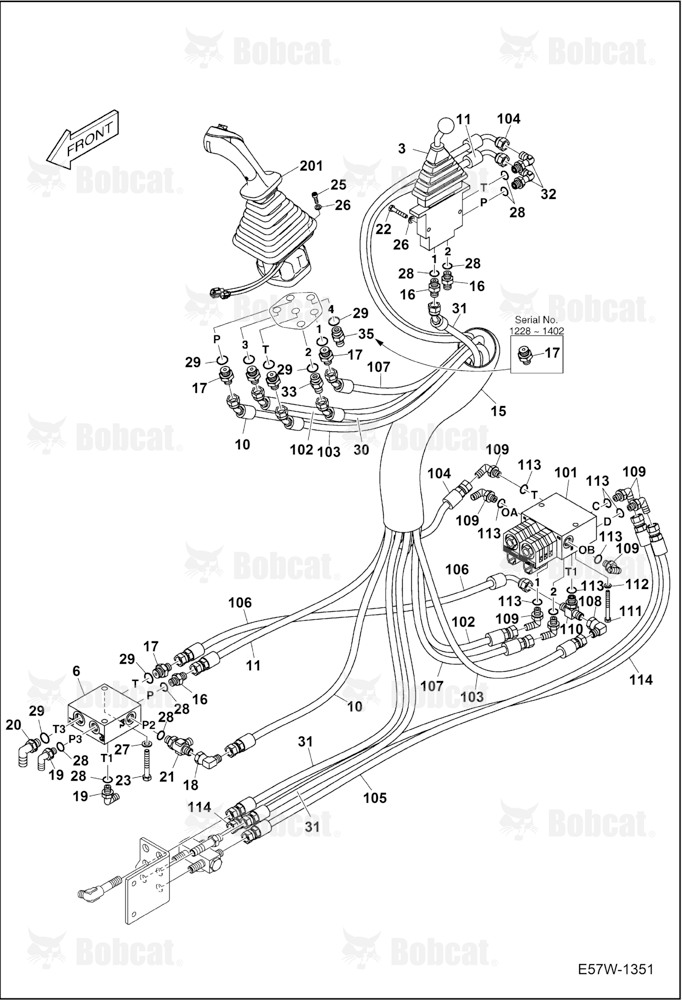 Hydraulic Pilot Circuitry (LH Joystick) (Blade Joystick) B3WU11228 - B3WU11696