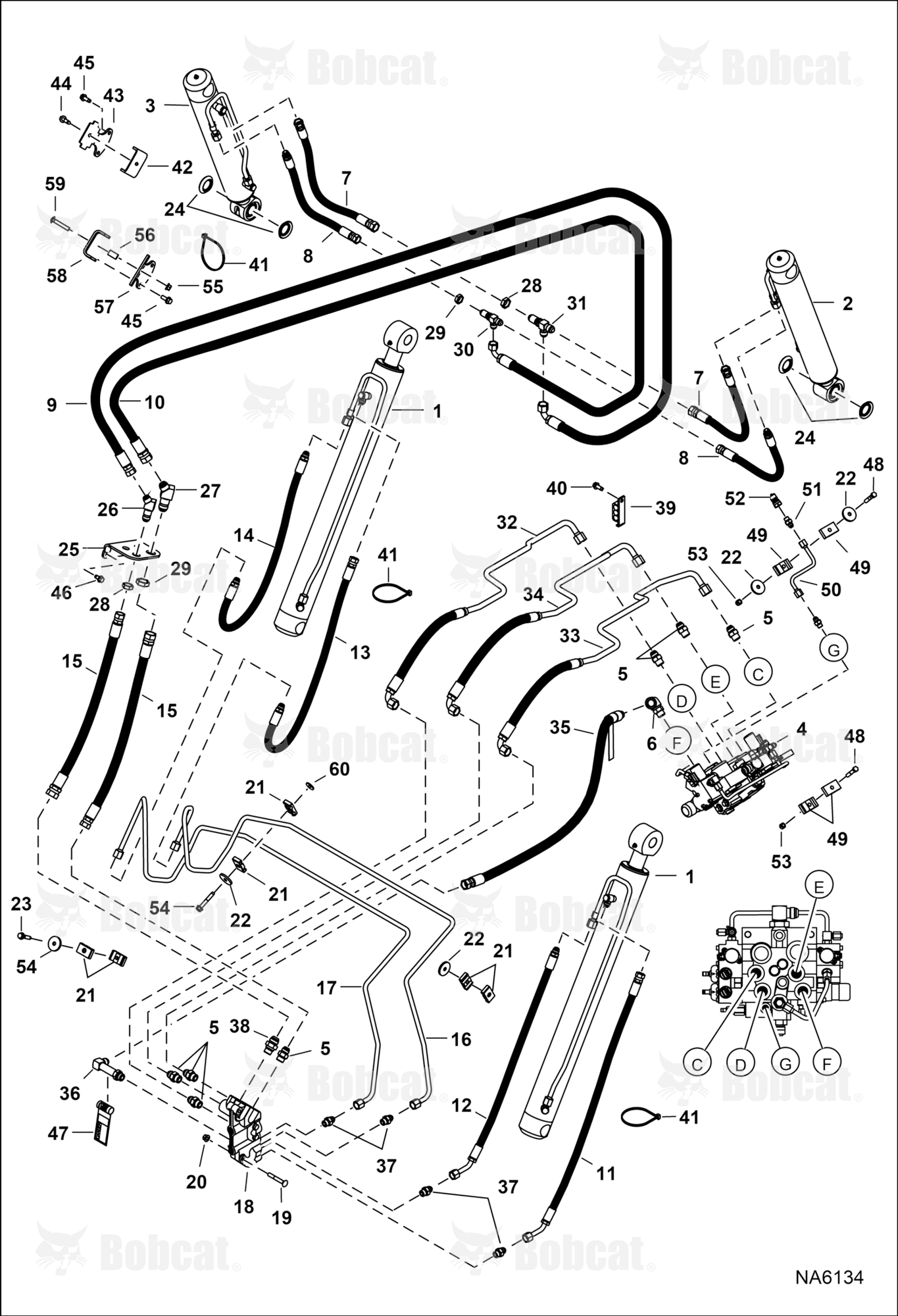 Hydraulic Circuitry (W/BPV Junction Block) A3NV13577 - A3NV25740, A3NW11398 - A3NW13882, A3NW80000 - A3NW80064