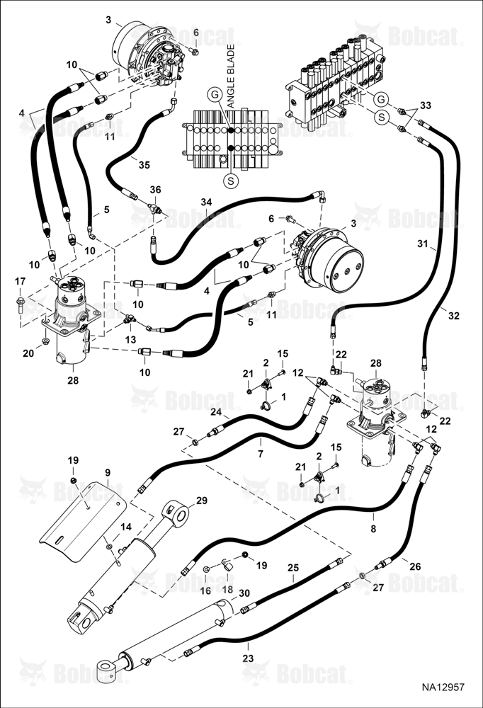 Hydraulic Circuitry (Lower) (W/Angle Blade)