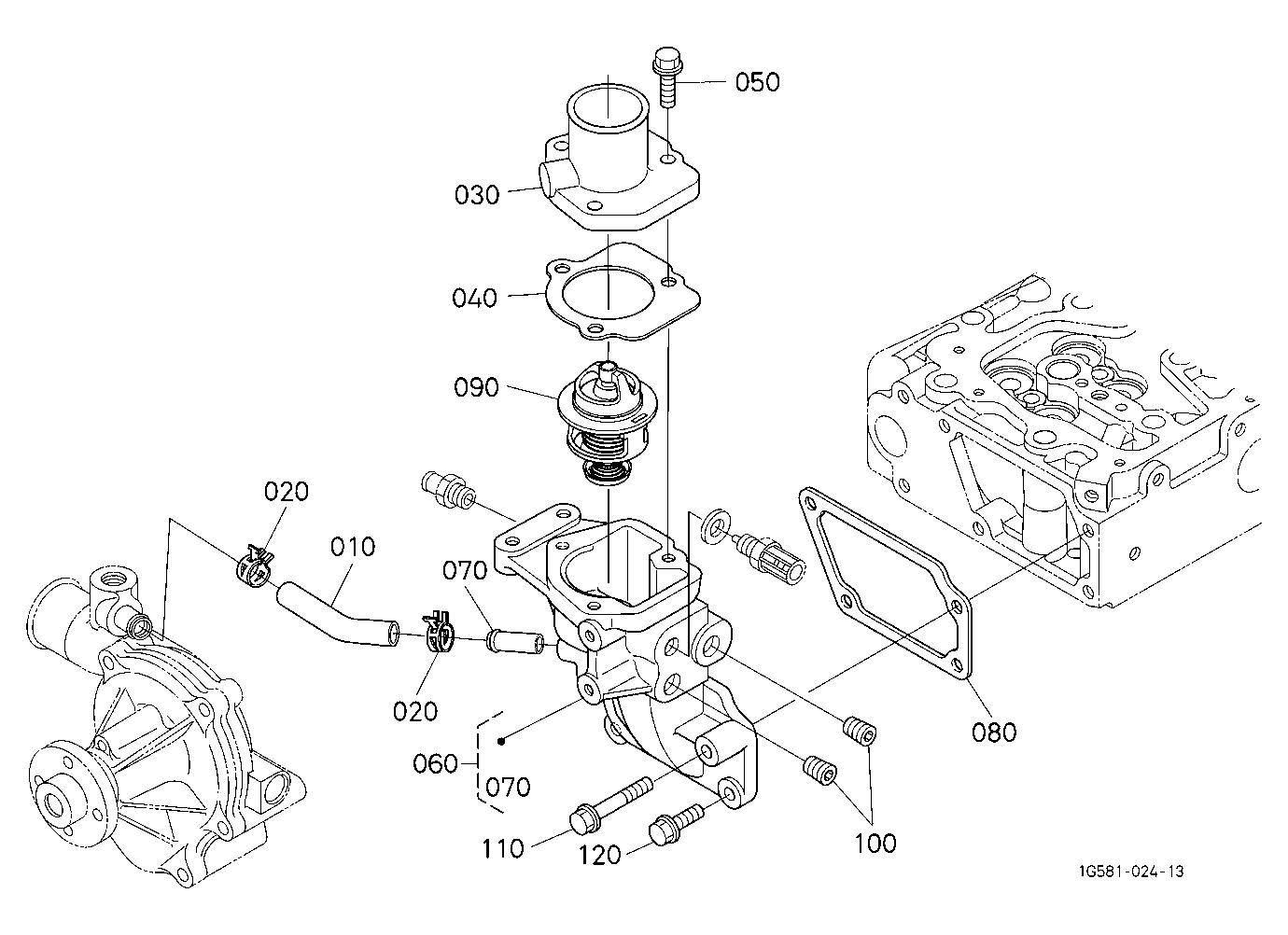 Water Flange And Thermostat
