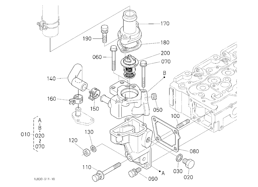 Water Flange And Thermostat