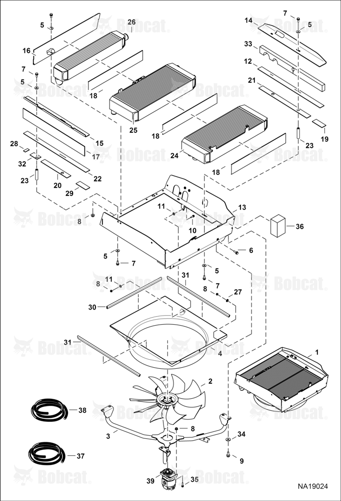 Engine & Attaching Parts (Radiator Water Exchanger)  B54M11001 & Above, B54N11001 - B54N11206