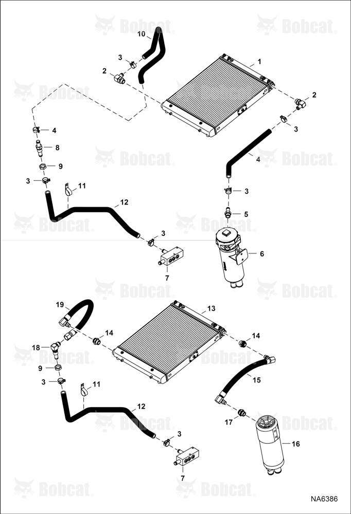 Hydrostatic Circuitry (Cooler) (Two Piece Radiator)