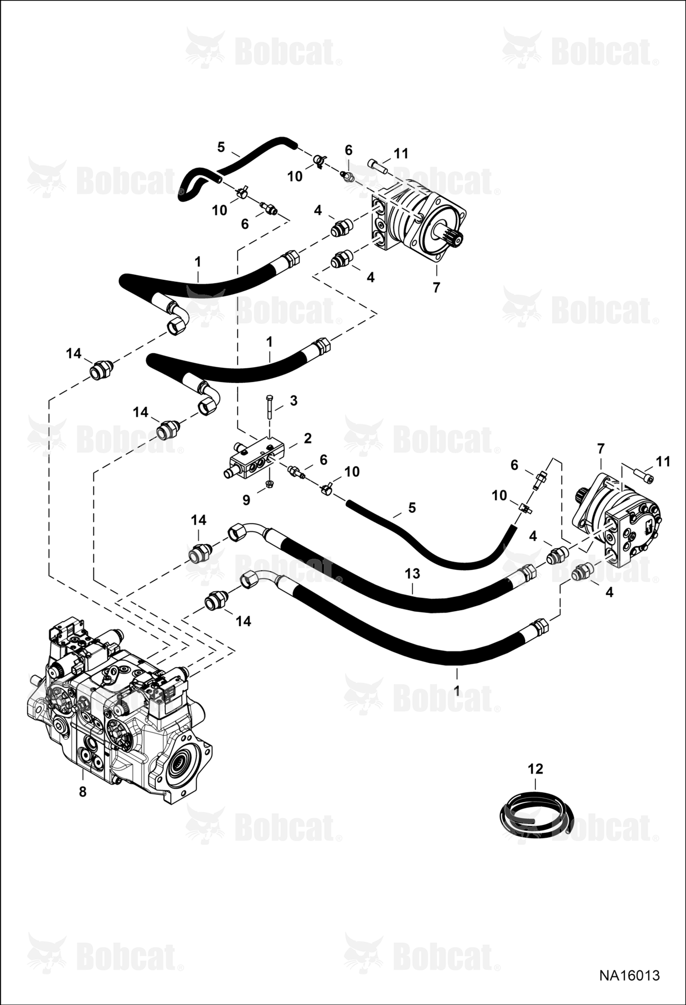 Hydrostatic Circuitry (Single Speed Motor) (Selectable Joystick Controls) ALM425401 & Above