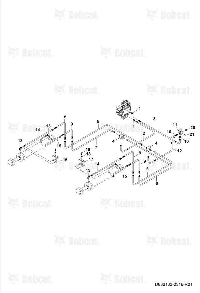 Tilt Cylinders Circuit B4B611001 - B4B611172