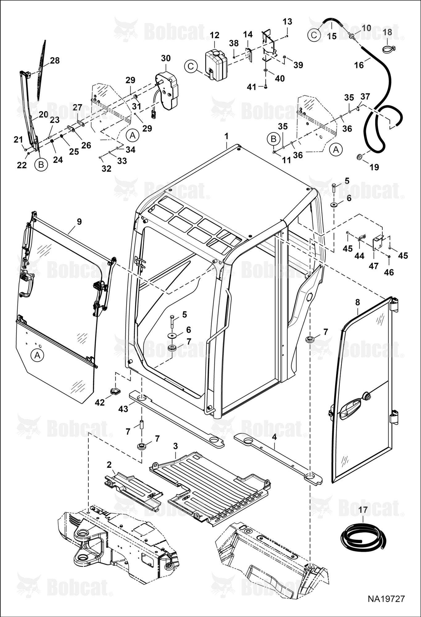 Operator CAB (Mounting, Front Window & Door)  B4GR11001 - B4GR15465