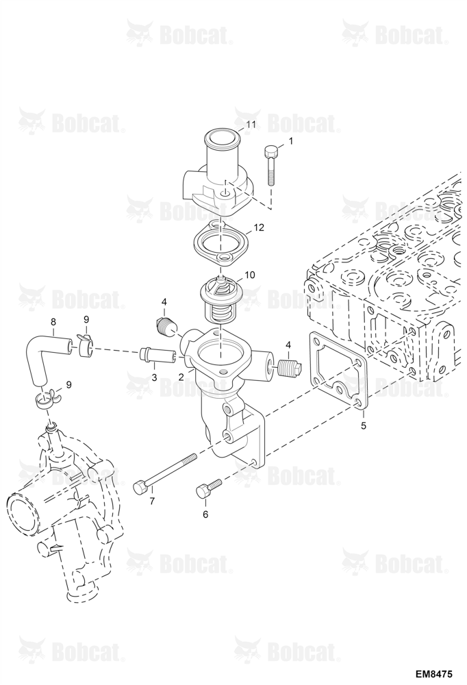 Water Flange and Thermostat