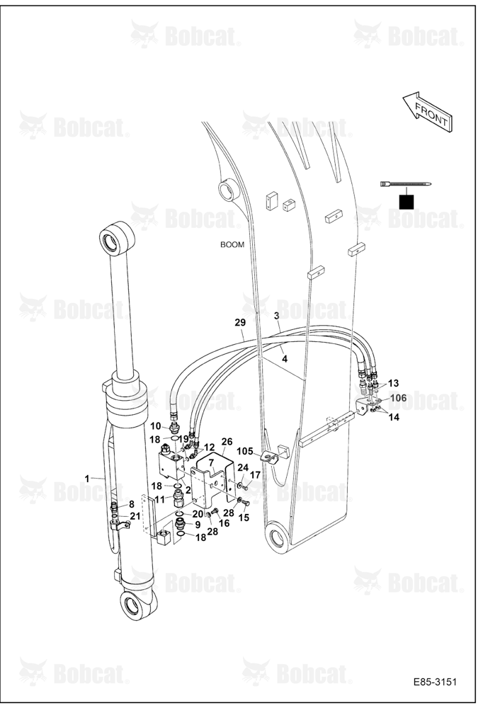 Hydraulic Circuitry (Boom Piping - Lock Valve)  B34S13596 & Above