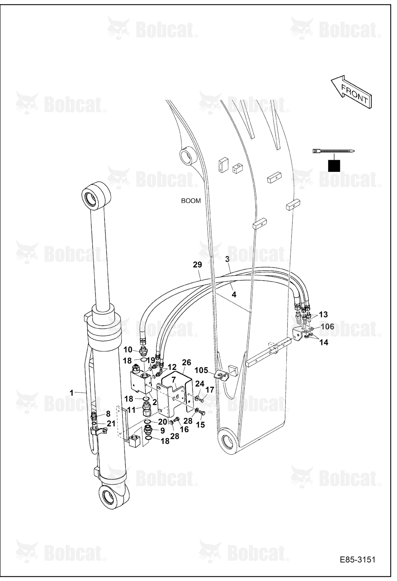 Hydraulic Circuitry (Boom Piping - Lock Valve)  B34S13596 & Above