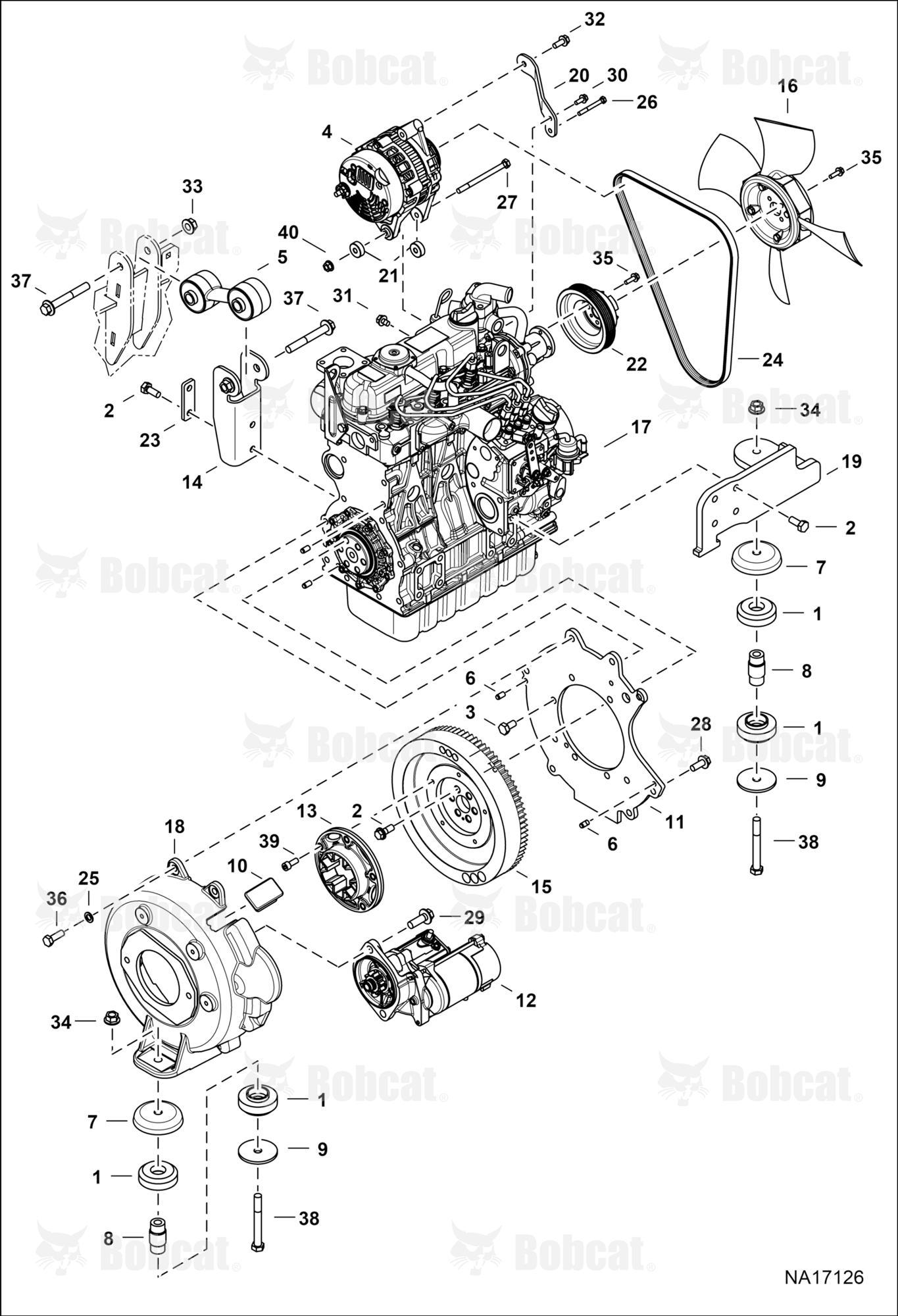 Engine & Attaching Parts (Belt Drive & Mounts)