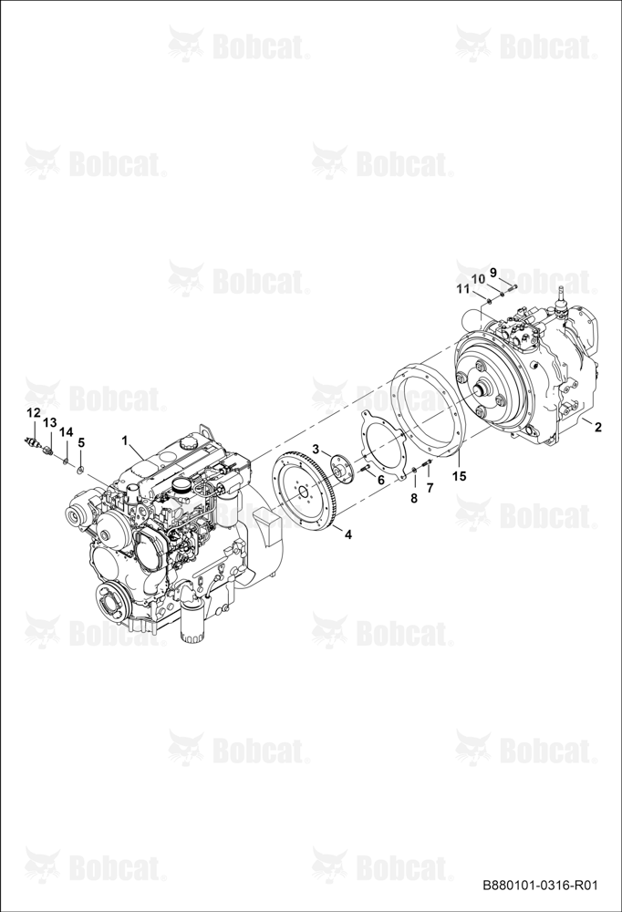 Engine and Transmission Connections (4WD) B44Z11022 & Below