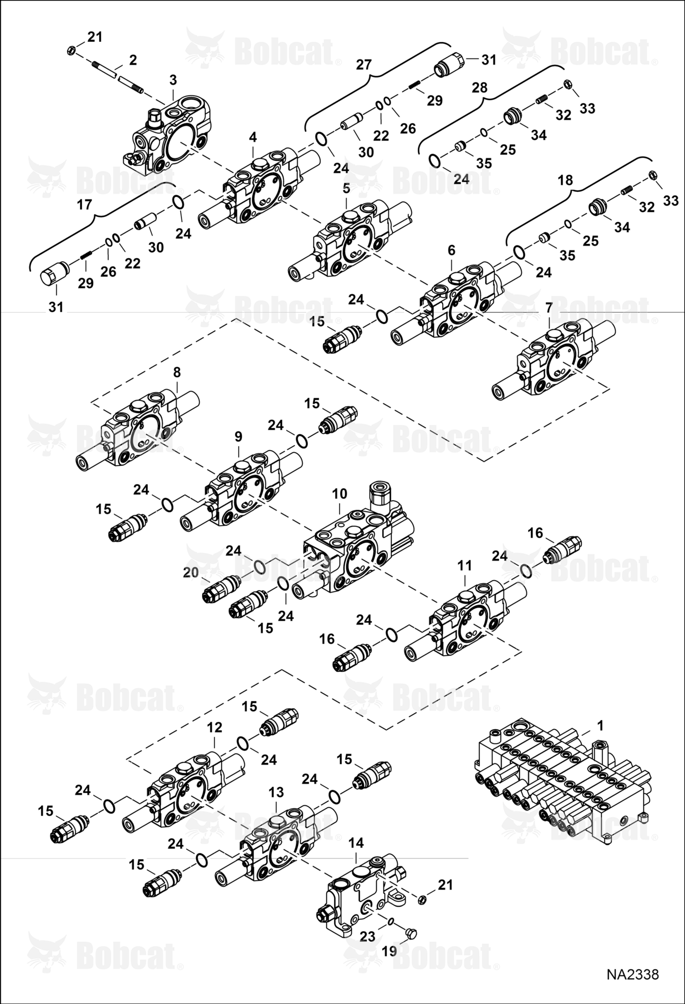 Hydraulic Control Valve (10 Section Assembly) (W/ Angle Blade)