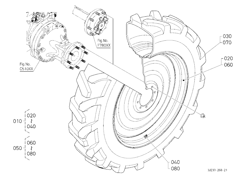 Rear Wheel (380/90R46:8 Hole Rim) [Firestone]