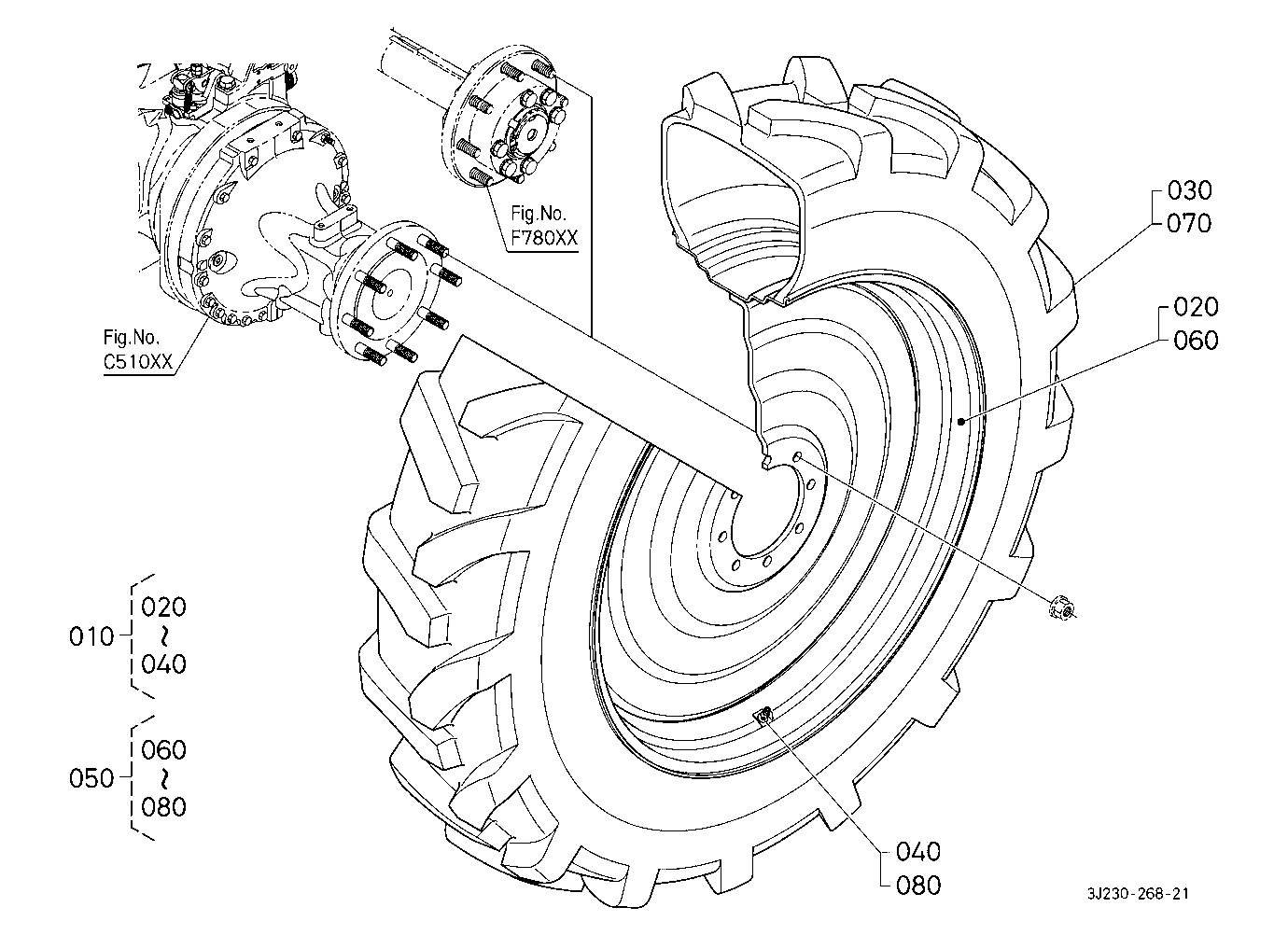 Rear Wheel (380/90R46:8 Hole Rim) [Firestone]