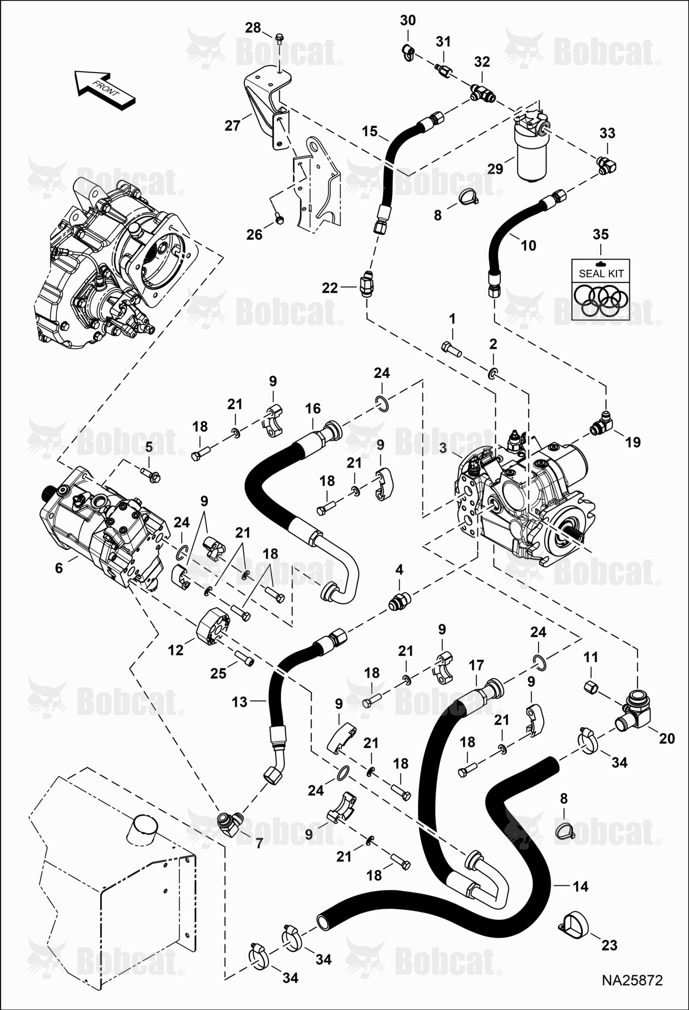 Hydrostatic Circuitry (Hydrostatic Pump & Motor)  B69A11001 & Above