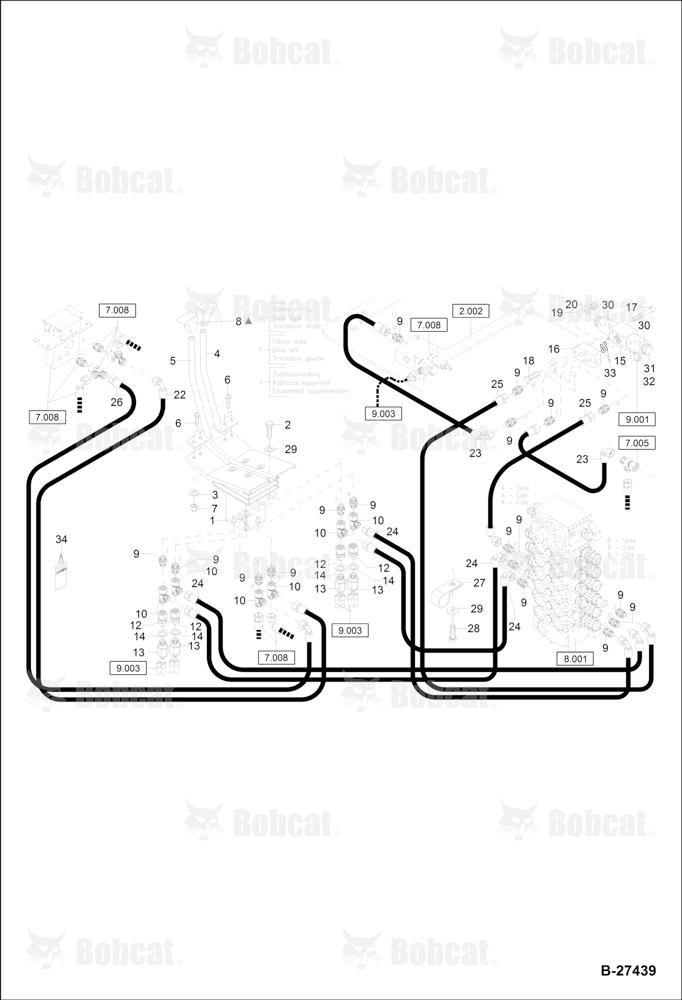 Hydraulic Installation - Pilot Control (Travel & Additional Outlet) 120000A2842 & Above
