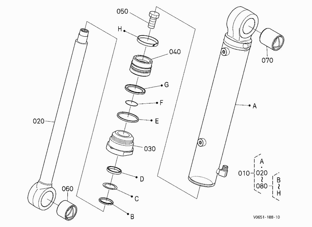 BUCKET CYLINDER (RIGHT) [COMPONENT PARTS]
