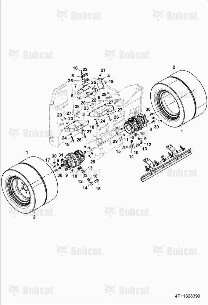 Tyred Wheel Axle