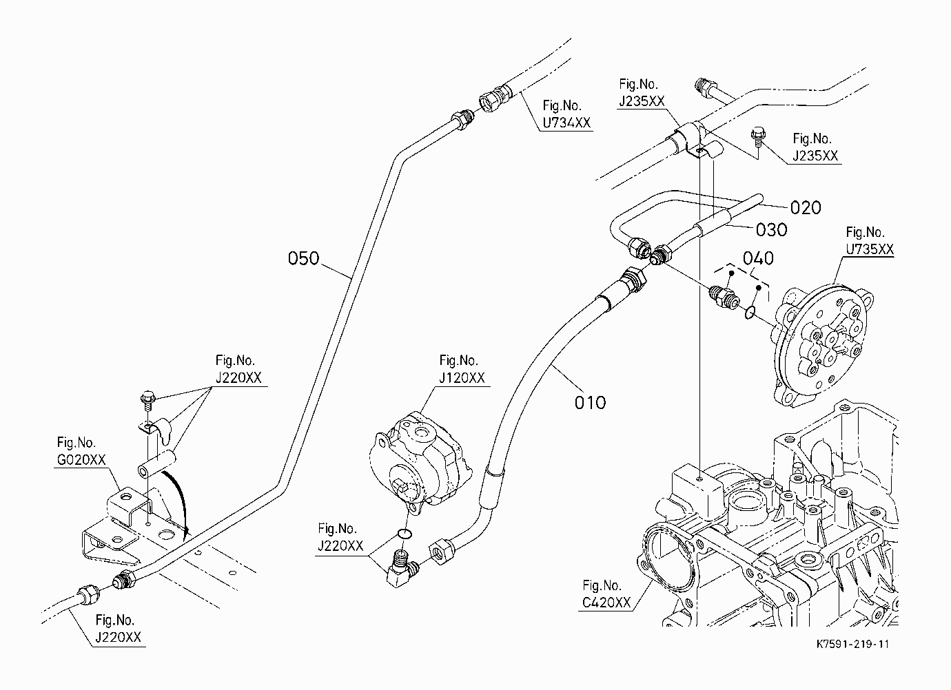 HYD.BED LIFT KIT (PUMP OIL LINE) (W/G No.V5242) [O
