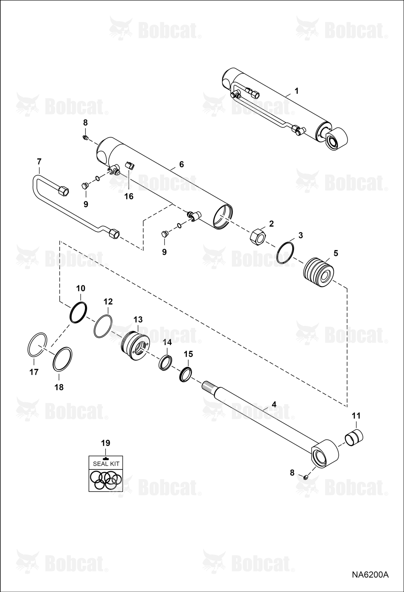 Tilt Cylinder (RH) (538,7 mm - 21.21" Case Tube Length) (41,3 mm - 1.625" OD Shaft) A3P611001 - A3P612373, A3P711001 - A3P712208