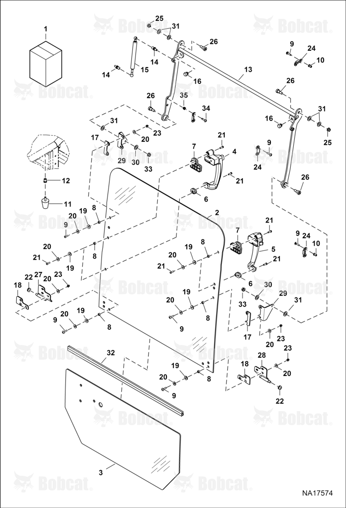 Operator CAB (Front Window) (Frameless) B48413727 - B48414383