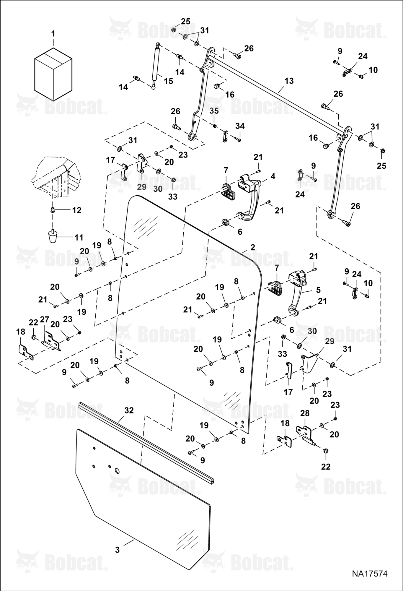 Operator CAB (Front Window) (Frameless)  B48413727 - B48414383